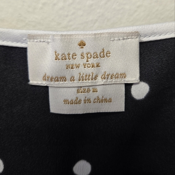 Kate Spade Polka Dot Ruffle Chemise Tank Top Black M - Picture 8 of 11